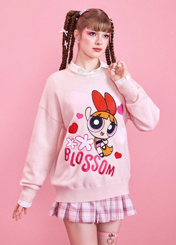 Светло-розовый демисезонный свитер джемпер SHEIN