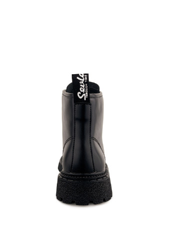 Осенние ботинки женские молодежные черные на тракторной подошве Fashion из искусственной кожи