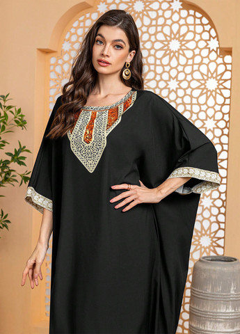 Черное вечернее, кэжуал платье оверсайз SHEIN с абстрактным узором