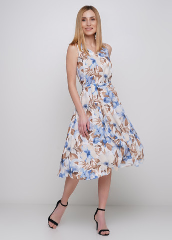 Блакитна кежуал плаття, сукня кльош Anastasimo з квітковим принтом