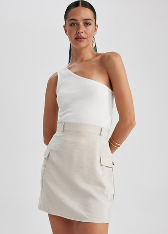 Белая кэжуал однотонная юбка DeFacto карго
