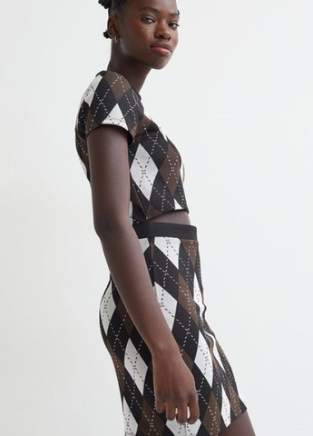 Коричнева кежуал сукня H&M з геометричним візерунком