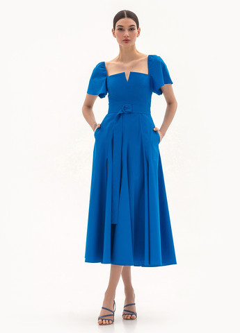 Синее вечернее платье в стиле ампир BGL однотонное