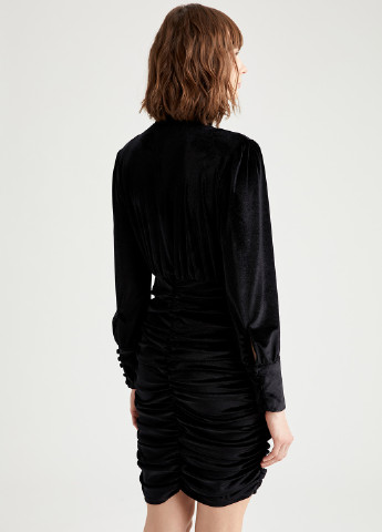 Чорна кежуал лонгслів сукня-водолазка DeFacto