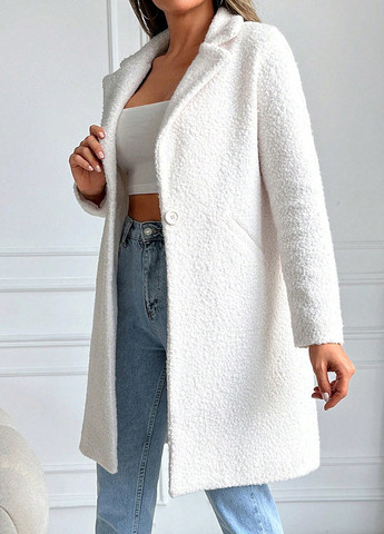 Белое демисезонное Пальто однобортное SHEIN