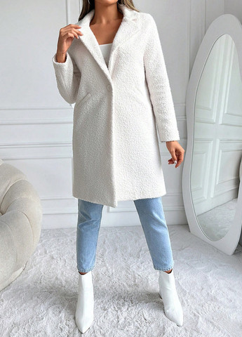 Белое демисезонное Пальто однобортное SHEIN