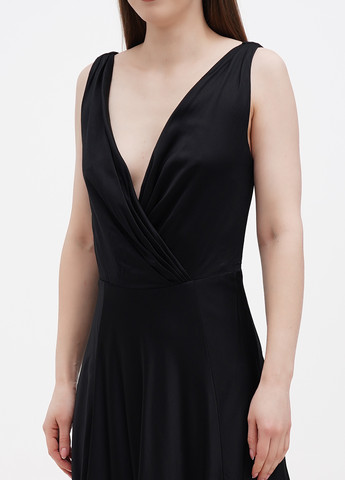Чорна вечірня сукня в стилі армпір Ralph Lauren однотонна