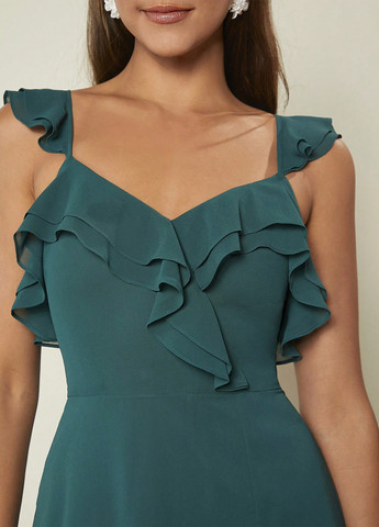 Темно-бирюзовое праздничный платье клеш SHEIN однотонное