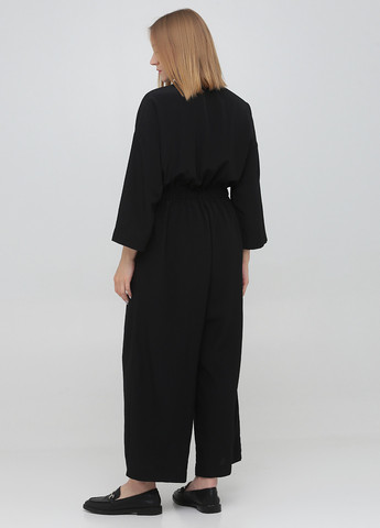 Комбинезон Monki комбинезон-брюки однотонный чёрный деловой, кэжуал полиэстер