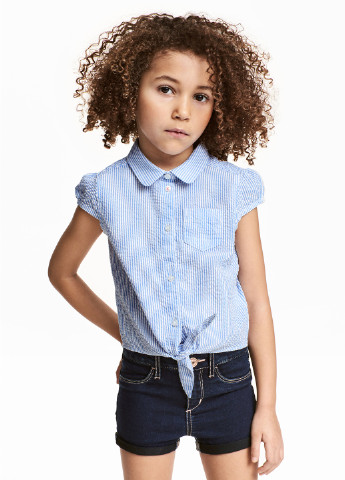 Голубая в полоску блузка без рукава H&M летняя
