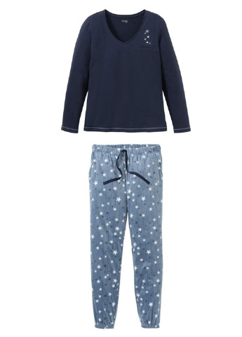 Синяя всесезон пижама (лонгслив, брюки) лонгслив + брюки Esmara