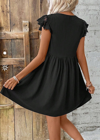 Черное кэжуал платье клеш SHEIN однотонное