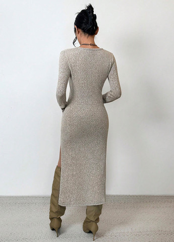 Серо-бежевое кэжуал платье SHEIN меланжевое