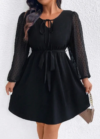 Черное кэжуал платье а-силуэт SHEIN однотонное