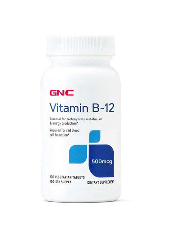 Витамин B для спорта Vitamin B-12 500 mcg 100 Tabs GNC (253415549)