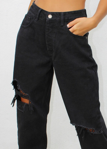 Черные демисезонные прямые джинсы PrettyLittleThing