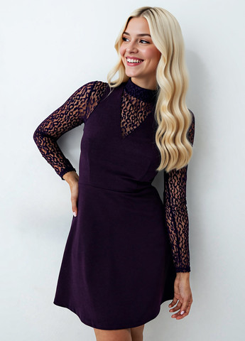 Сливовое кэжуал платье клеш, платье-водолазка Mohito однотонное