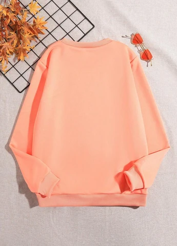 SHEIN свитшот надпись персиковый кэжуал полиэстер, трикотаж