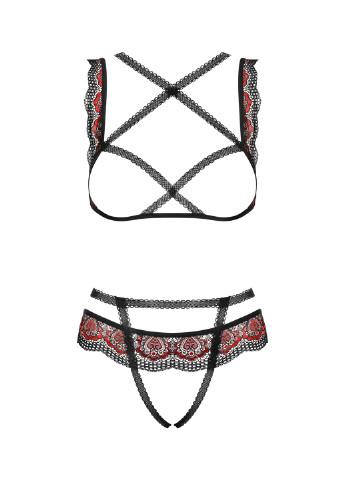 Чорний демісезонний комплект (бюстгальтер, труси) Obsessive