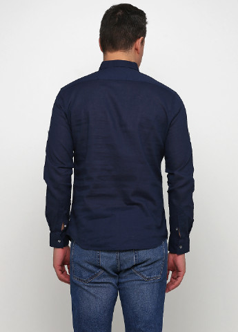 Темно-синяя кэжуал рубашка однотонная Madoc Jeans