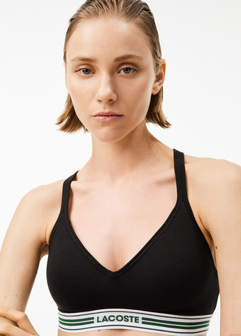 Чорний топ бюстгальтер Lacoste без кісточок бавовна