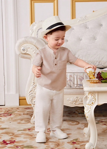 Светло-бежевая кэжуал рубашка однотонная SHEIN