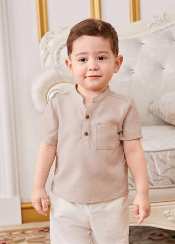 Светло-бежевая кэжуал рубашка однотонная SHEIN