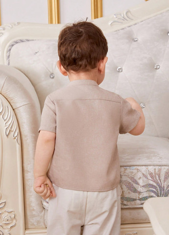 Светло-бежевая кэжуал рубашка однотонная SHEIN