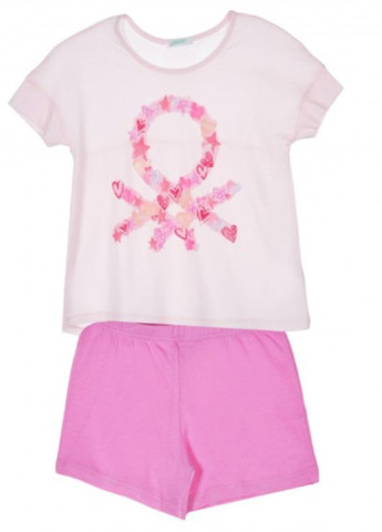 Розовый летний комплект (футболка, шорты) United Colors of Benetton