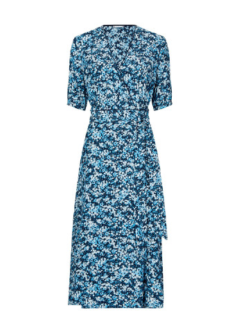 Синее кэжуал платье на запах Tommy Hilfiger с рисунком