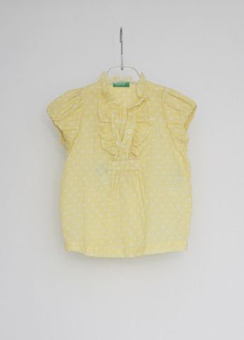 Желтая в горошек блузка с коротким рукавом United Colors of Benetton летняя