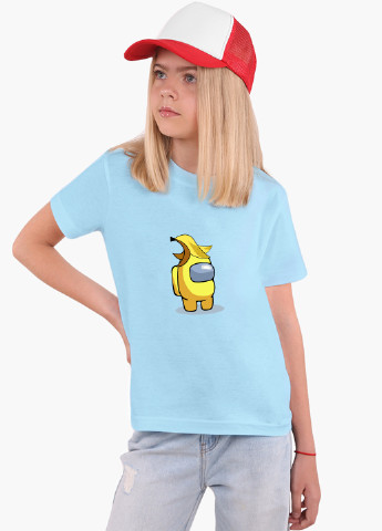 Блакитна демісезонна футболка дитяча амонг ас жовтий (among us yellow) (9224-2416) MobiPrint
