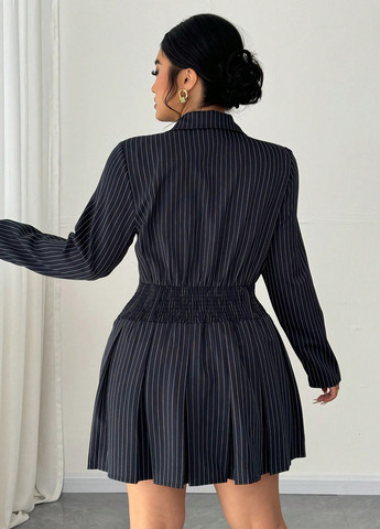 Темно-синее кэжуал платье SHEIN в полоску