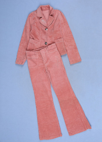 Розовый демисезонный костюм (жакет, брюки) брючный Qialuo