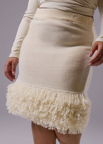 Кремовая праздничный, кэжуал однотонная юбка SHEIN карандаш