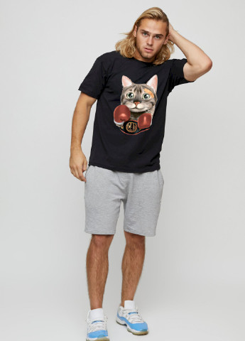 Чорна футболка чоловіча basic /air print/ YAPPI