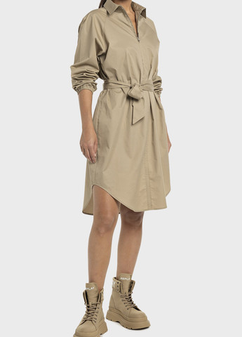 Бежевое кэжуал платье рубашка Replay однотонное