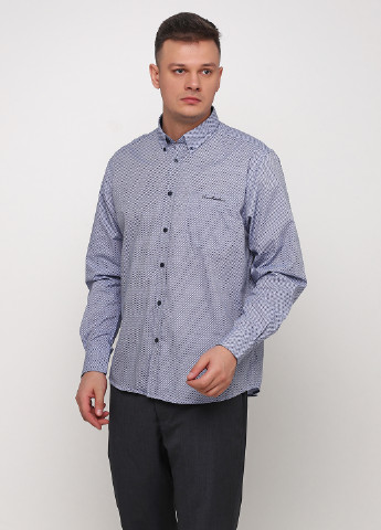 Голубой кэжуал рубашка с геометрическим узором Pierre Cardin