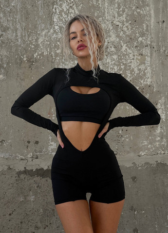 Чорний демісезонний комплект (топ, комбінезон) NOVA VEGA