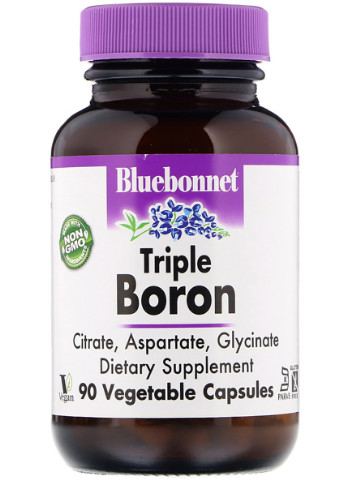 Потрійний бор 3мг,, Triple Boron, 90 вегетаріанських капсул Bluebonnet Nutrition (228293109)