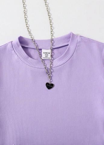 Сиреневый летний комплект (топ, шорты) SHEIN