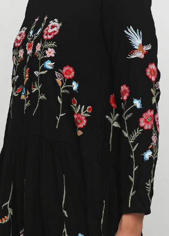 Черное кэжуал платье клеш Newtoon с цветочным принтом