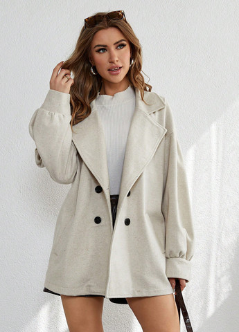 Світло-бежеве Кежуал напівпальто двобортне SHEIN меланж
