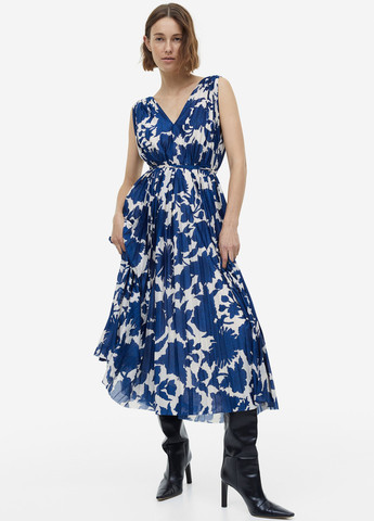 Комбинированное кэжуал платье плиссированное H&M с цветочным принтом