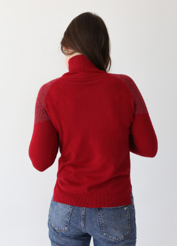 Красный демисезонный свитер женский красный с горлом прямой JEANSclub Прямая