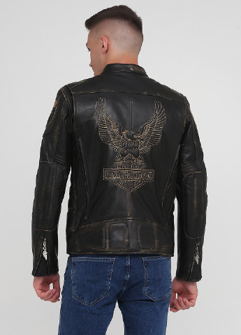 Черная демисезонная куртка кожаная Harley Davidson