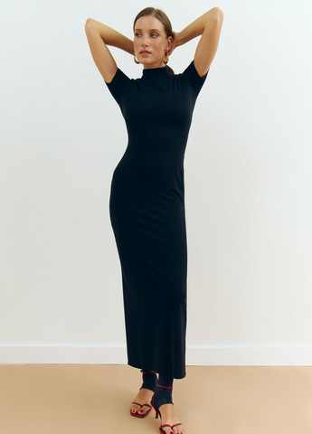 Чорна кежуал сукня сукня-водолазка Gepur однотонна