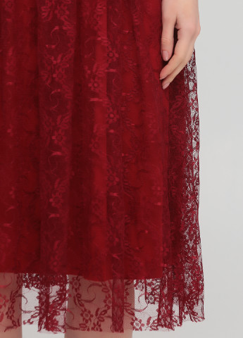 Бордова коктейльна сукня з пишною спідницею Bella однотонна