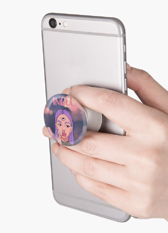 Попсокет (Popsockets) держатель для смартфона Ангел Диджитал Арт (Angel Digital art) (8754-1635) Черный MobiPrint (216836453)