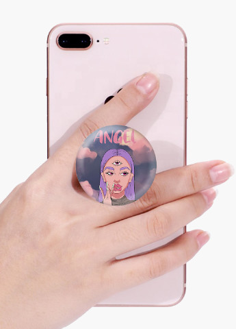 Попсокет (Popsockets) держатель для смартфона Ангел Диджитал Арт (Angel Digital art) (8754-1635) Черный MobiPrint (216836453)